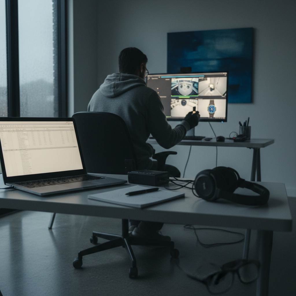 A professional private investigator conducting covert surveillance for a domestic case.